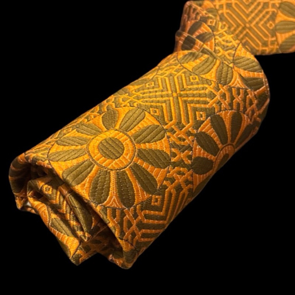 Designers Selection “Abbey” Orange and Gold Patterned Tie